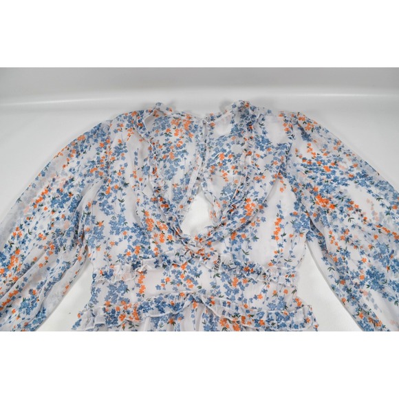 Unbranded Floral‎ Dress Long Sleeves Cottagecore Fairy Womens M Deep V-Neck - Picture 8 of 16